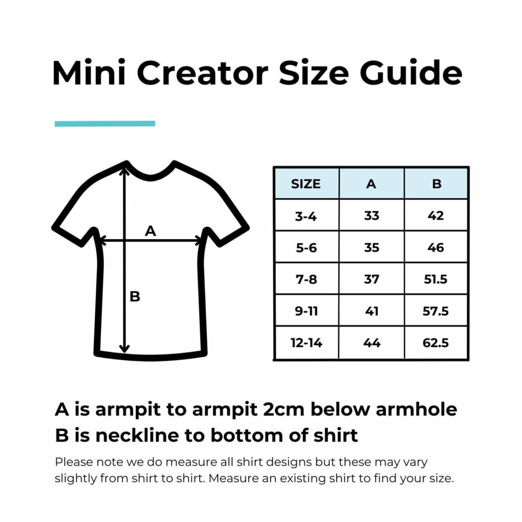 Mini Creator T Size Guide
