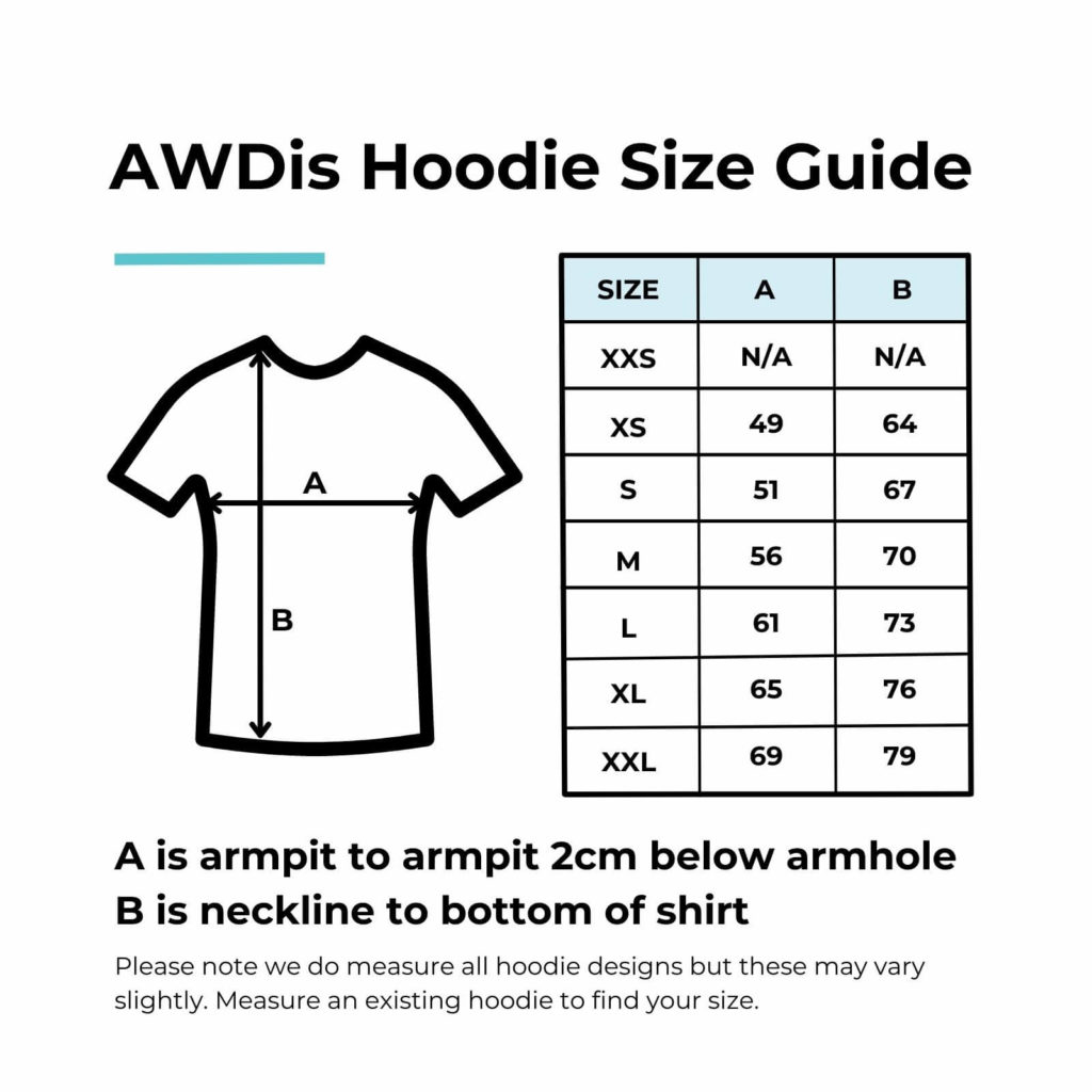 AWDis COLLEGE HOODIE SIZE GUIDE